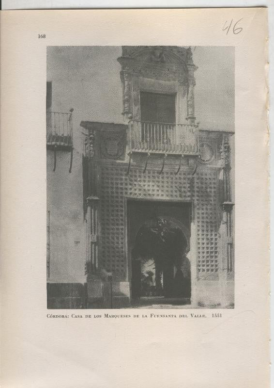 Arte Hispanico lamina numerada 046: Casa de los Marqueses de la Fuensanta del Valle, Cordoba