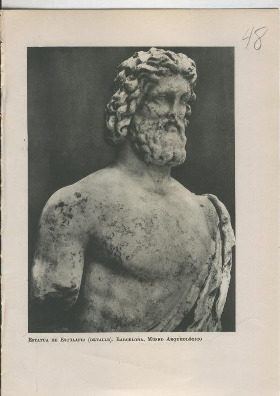 Arte Hispanico lamina numerada 048: Estatua de Esculapio, Museo arqueologico,Barcelona