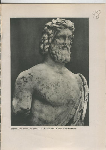 Arte Hispanico lamina numerada 048: Estatua de Esculapio, Museo arqueologico,Barcelona