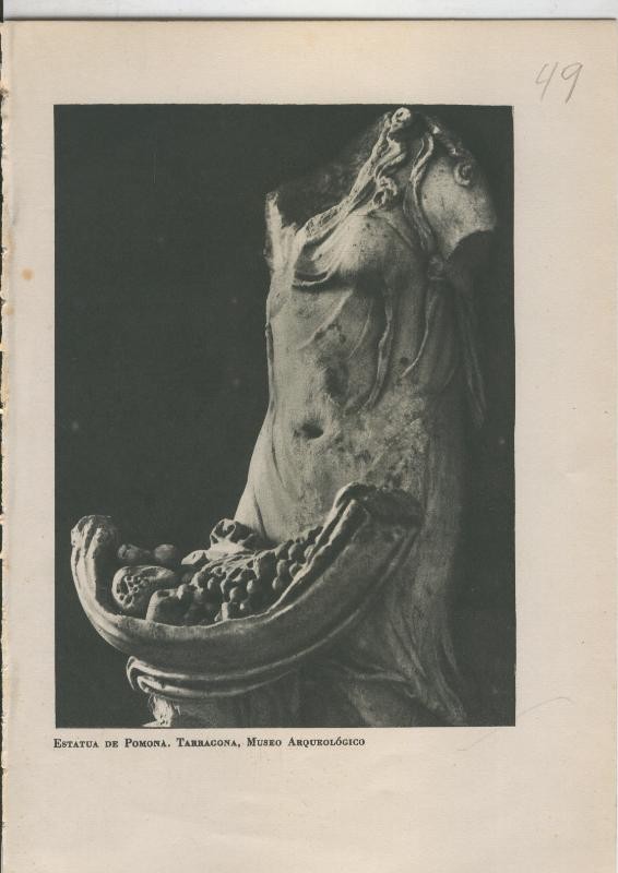 Arte Hispanico lamina numerada 049: Estatua de Pomona, Museo arqueologico de Tarragona