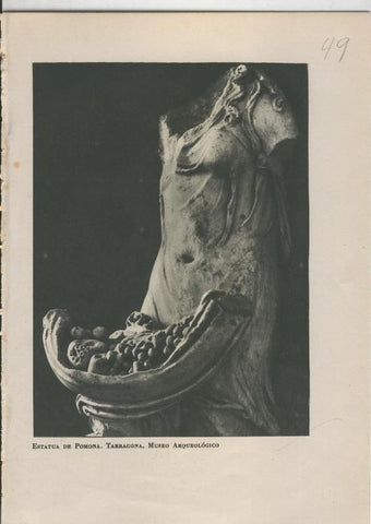 Arte Hispanico lamina numerada 049: Estatua de Pomona, Museo arqueologico de Tarragona