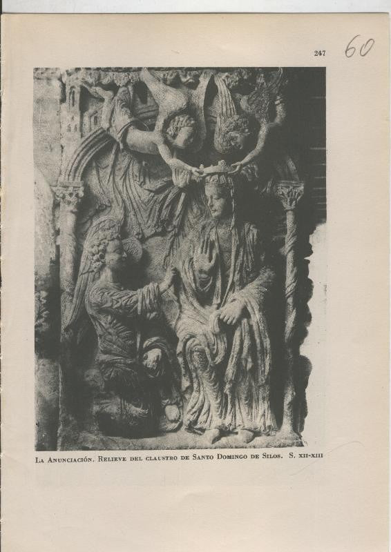 Arte Hispanico lamina numerada 060: La anunciacion, Relieve claustro Santo Domigo de Silos