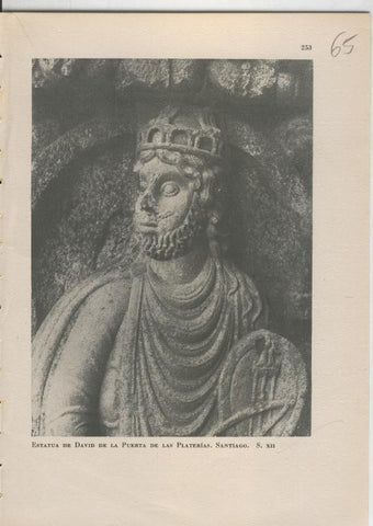 Arte Hispanico lamina numerada 065: Estatua de David, Puerta de las Platerias de Santiago