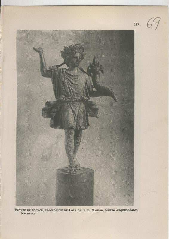 Arte Hispanico lamina numerada 069: Penate de Bronce,procede de Lora del Rio