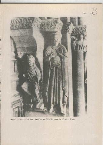 Arte Hispanico lamina numerada 073: Santa Sabina y un  rey, basilica de San Vicente de Avila