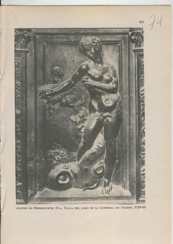 Arte Hispanico lamina numerada 074: Alonso de Berruguete: Eva en el coro de la catedral de Toledo