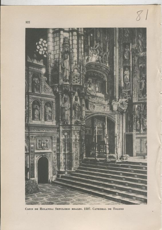 Arte Hispanico lamina numerada 081: Copin de Holanda: sepulcros reales, catedral de Toledo