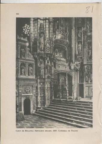 Arte Hispanico lamina numerada 081: Copin de Holanda: sepulcros reales, catedral de Toledo