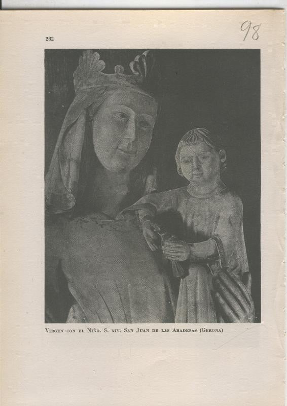Arte Hispanico lamina numerada 098: Virgen con el niño, San Juan de las Abadesas, Gerona