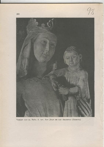 Arte Hispanico lamina numerada 098: Virgen con el niño, San Juan de las Abadesas, Gerona