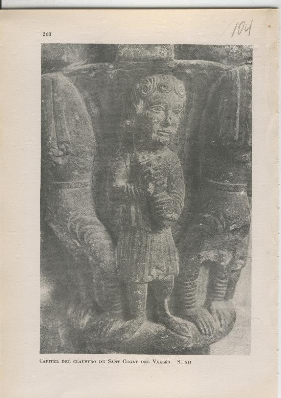 Arte Hispanico lamina numerada 104: Capitel del claustro de san cugat del valles, barcelona