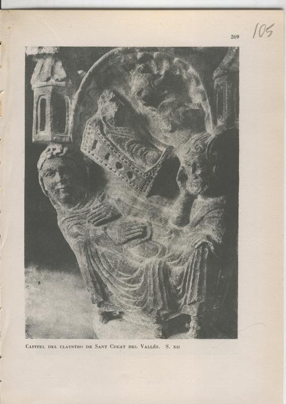 Arte Hispanico lamina numerada 105: Capitel del claustro de san cugat del valles, barcelona