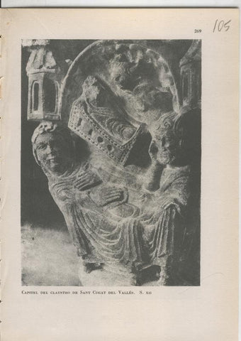 Arte Hispanico lamina numerada 105: Capitel del claustro de san cugat del valles, barcelona