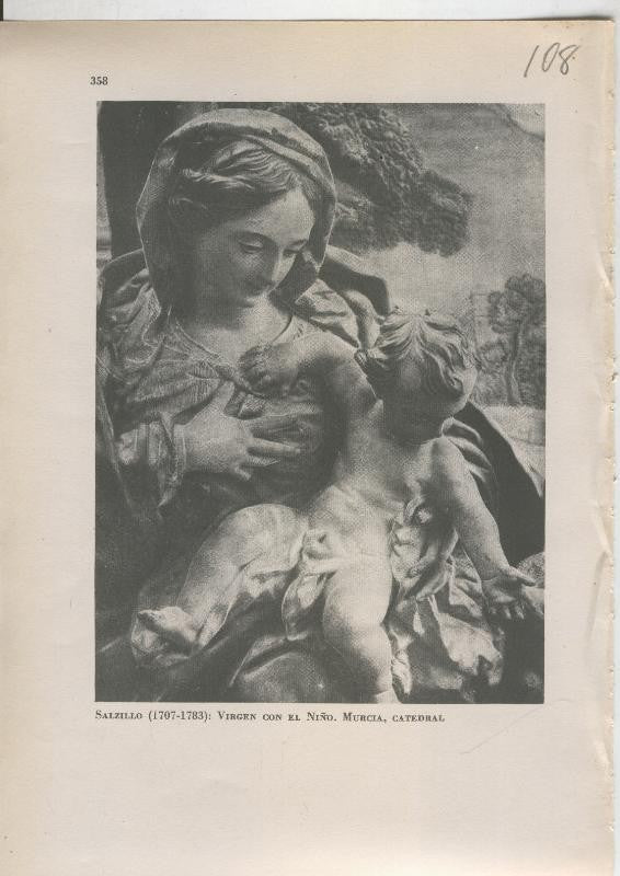 Arte Hispanico lamina numerada 108: Salzillo: Virgen con el niño, catedral de Murcia