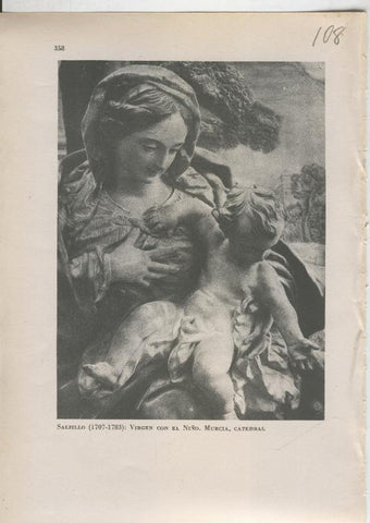 Arte Hispanico lamina numerada 108: Salzillo: Virgen con el niño, catedral de Murcia