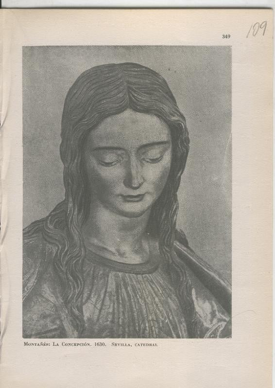Arte Hispanico lamina numerada 109: Montañes: La Concepcion, catedral de Sevilla