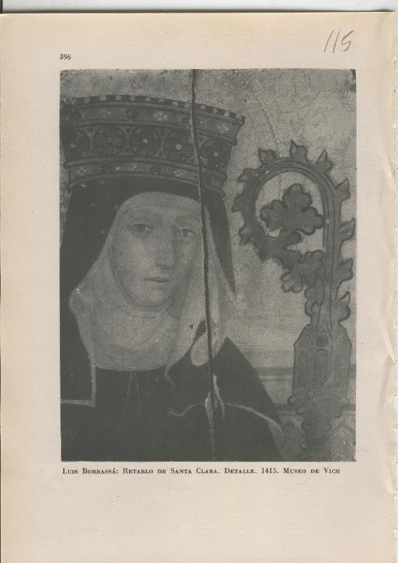 Arte Hispanico lamina numerada 115: Luis Borrassa: Retablo de Santa clara, museo de Vich