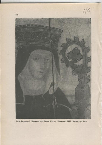 Arte Hispanico lamina numerada 115: Luis Borrassa: Retablo de Santa clara, museo de Vich