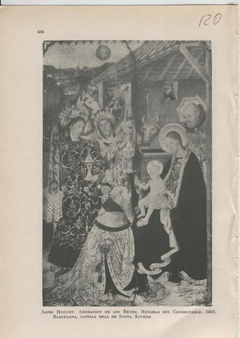 Arte Hispanico lamina numerada 120: Jaime Huguet: Adoracion de los reyes