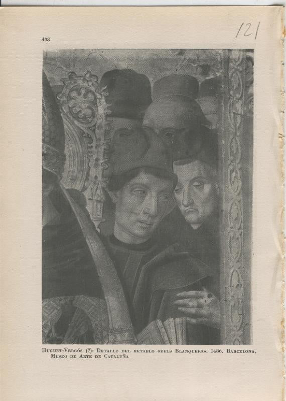 Arte Hispanico lamina numerada 121: Huguet Vergos: detalle del retablo dels Blanquers