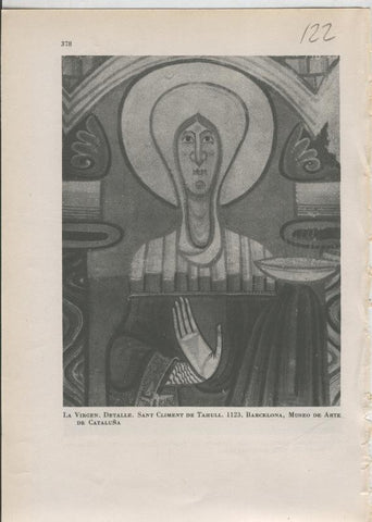 Arte Hispanico lamina numerada 122: Detalle de la Virgen de Sant Climent de Tahull