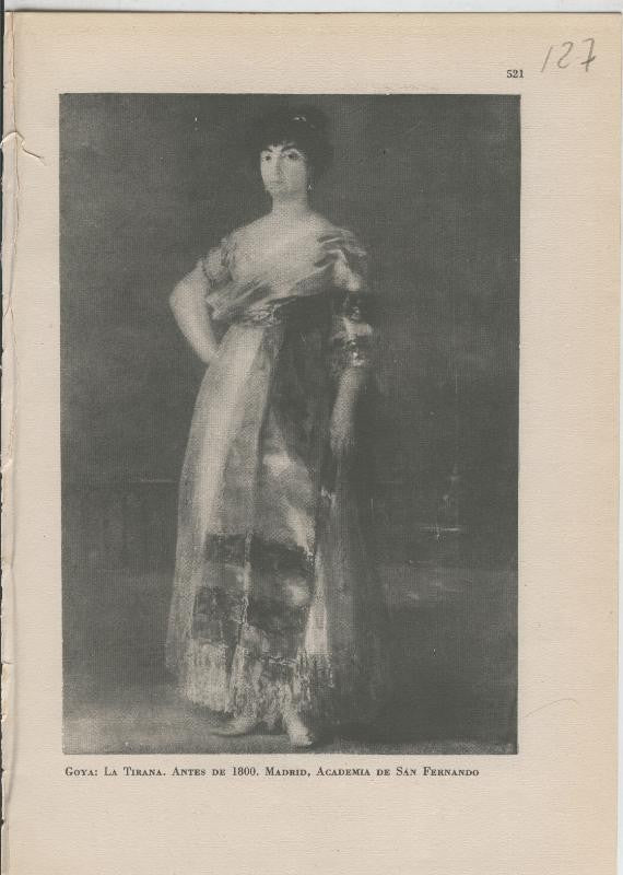 Arte Hispanico lamina numerada 127: Goya: La Tirana, academia de san Fernando, Madrid