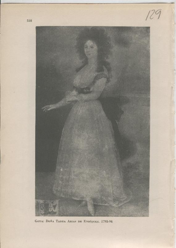 Arte Hispanico lamina numerada 129: Goya: Doña Tadea Arias de Enriquez
