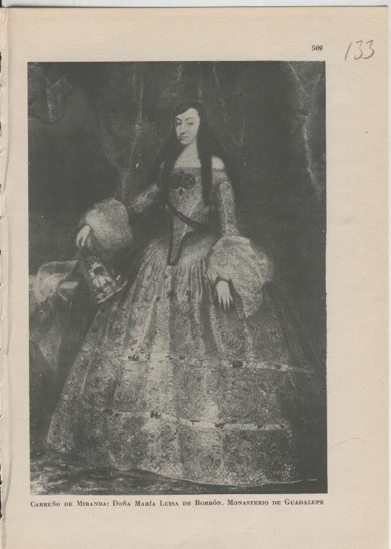 Arte Hispanico lamina numerada 133: Carreño de Miranda: Dª Maria Luisa de Borbon