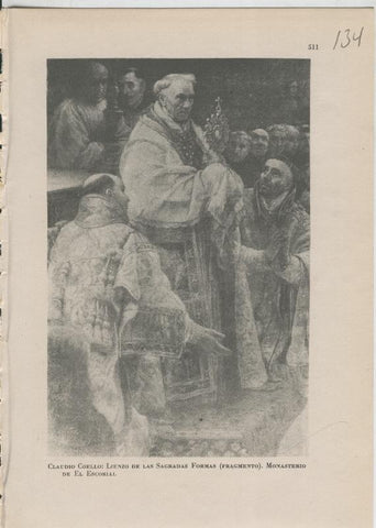 Arte Hispanico lamina numerada 134: Claudio Coello: Lienzo de las sagradas formas, fragmento