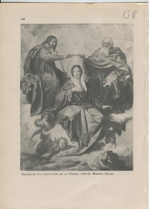 Arte Hispanico lamina numerada 138: Velazquez: La coronacion de la Virgen