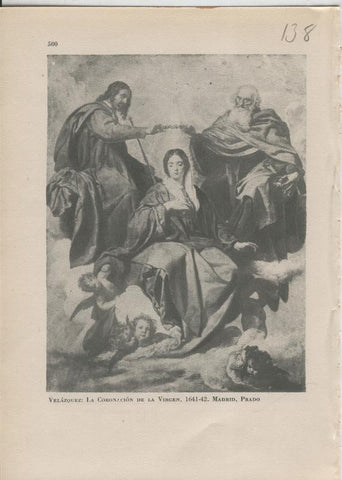 Arte Hispanico lamina numerada 138: Velazquez: La coronacion de la Virgen