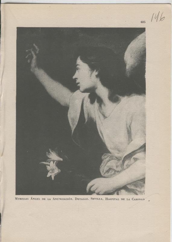 Arte Hispanico lamina numerada 146: Murillo: Angel de la Anunciacion