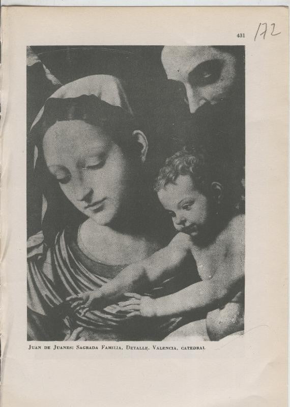 Arte Hispanico lamina numerada 172: Juan de Juanes: Sagrada Familia, catedral de Valencia