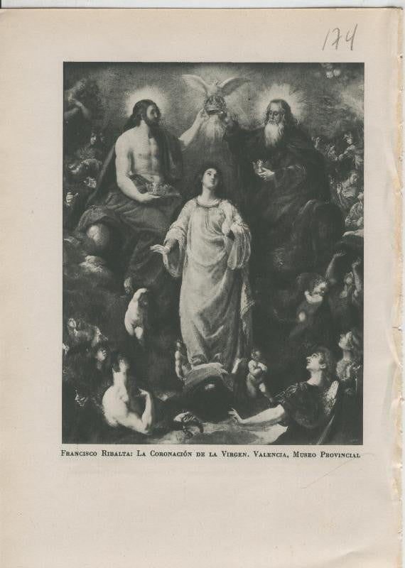 Arte Hispanico lamina numerada 174: Francisco Ribalta: La coronacion de la Virgen