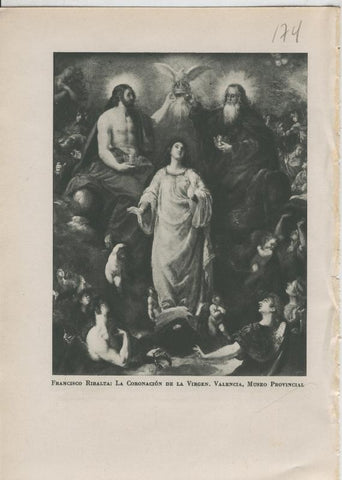 Arte Hispanico lamina numerada 174: Francisco Ribalta: La coronacion de la Virgen