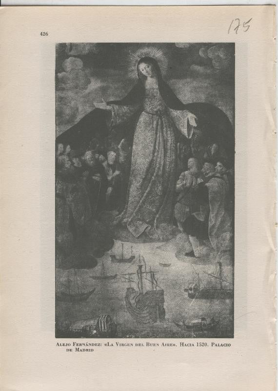 Arte Hispanico lamina numerada 175: Alejo Fernandez: La virgen del buen aire