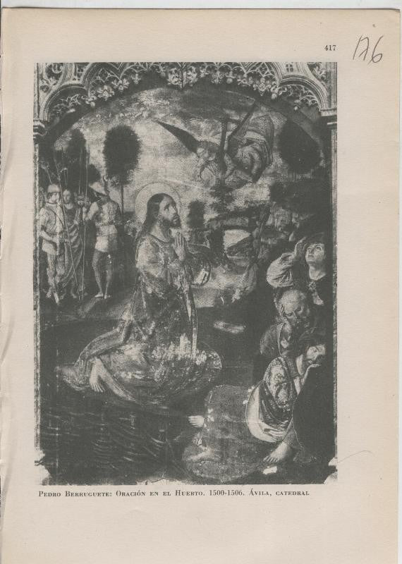 Arte Hispanico lamina numerada 176: Pedro berruguete: Oracion en el huerto