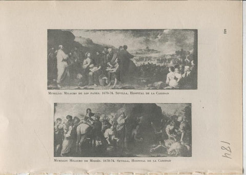 Arte Hispanico lamina numerada 184: Murillo: Milagro y de los panes y milagro de Moises