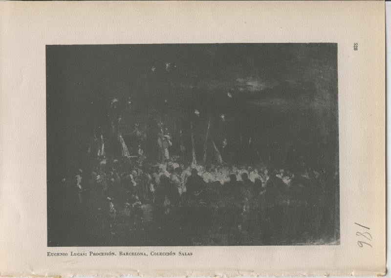 Arte Hispanico lamina numerada 186: Eugenio Lucas: Procesion, coleccion Salas de Barcelona