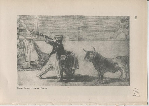 Arte Hispanico lamina numerada 187: Goya: dibujo escena taurina