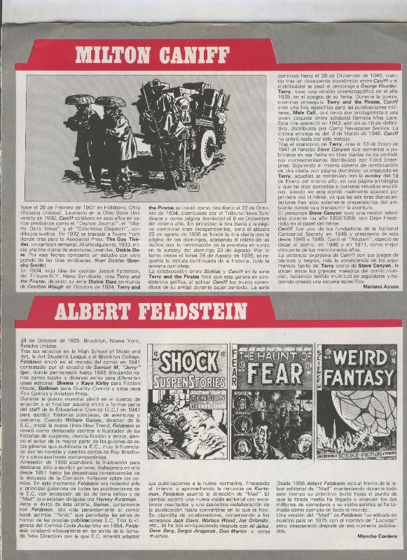 Historia de los Comics: Ficha de Milton Caniff y Albert Feldstein