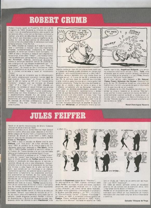 Historia de los Comics: Ficha de Robert Crumb y Jules Feiffer