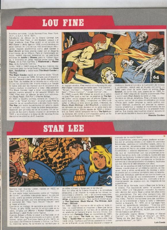 Historia de los Comics: Ficha de Lou Fine y Stan Lee