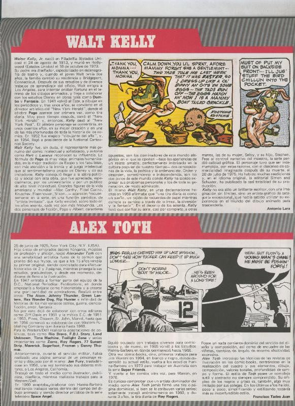 Historia de los Comics: Ficha de Walt Kelly y Alex Toth