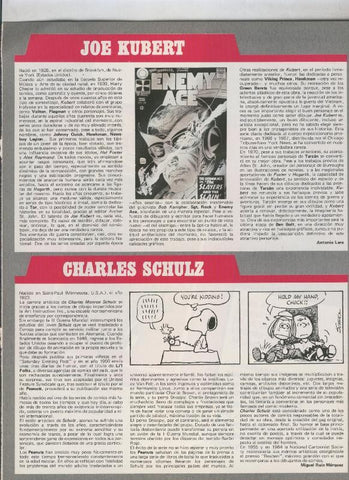 Historia de los Comics: Ficha de Joe Kubert y Charles Schulz