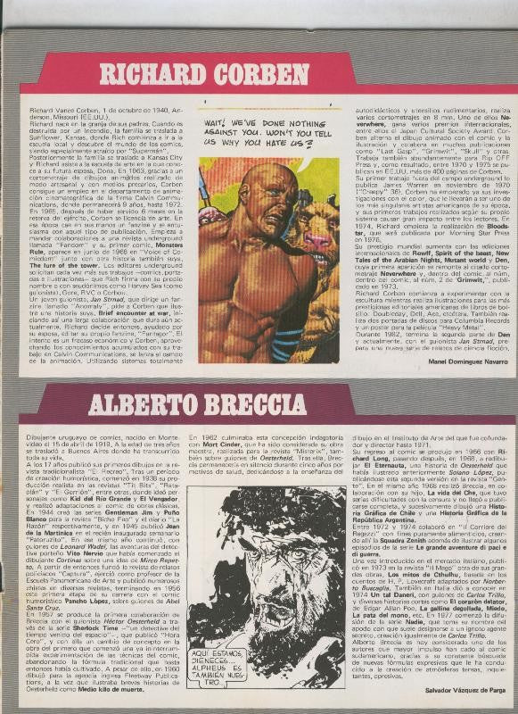 Historia de los Comics: Ficha de  Richard Corben y Alberto Breccia