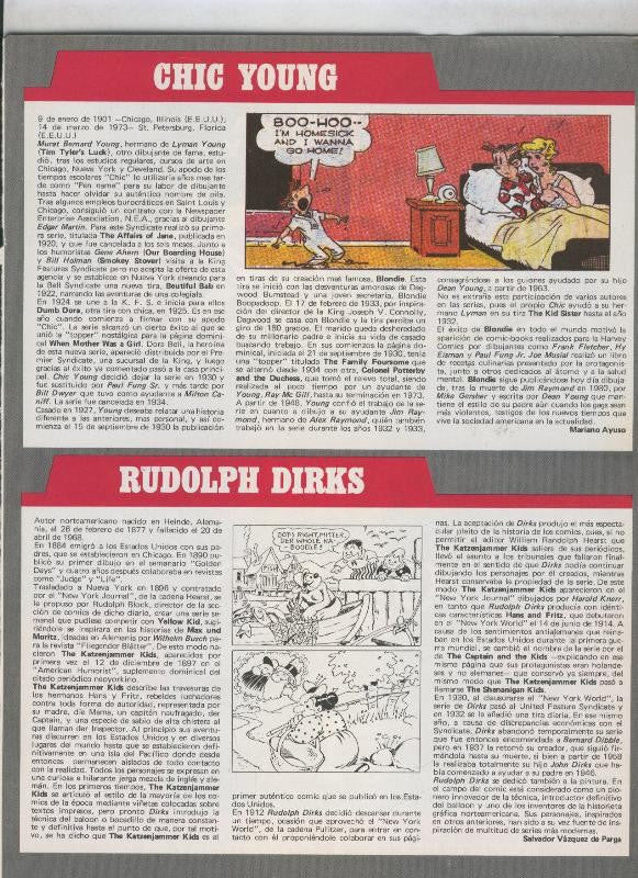 Historia de los Comics: Ficha de Chic Young y Rudolph Dirks