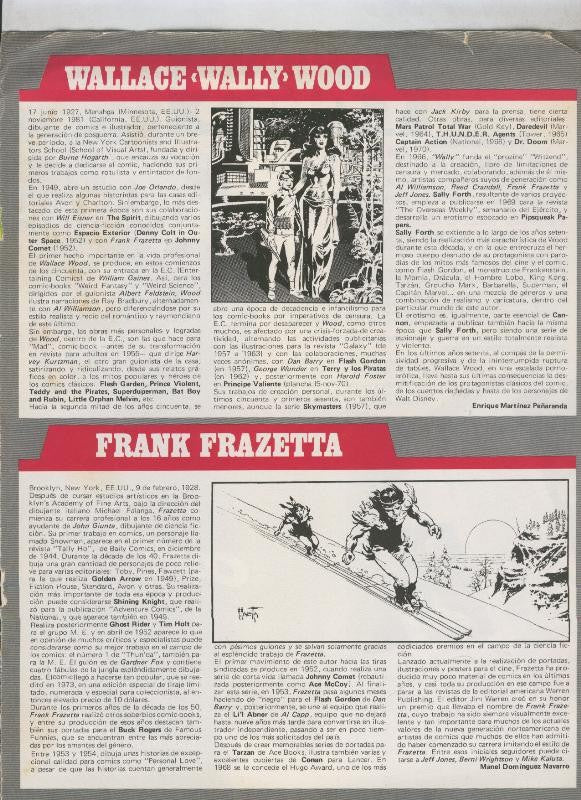 Historia de los Comics: Ficha de Wallace Wally Wood y Frank Frazetta