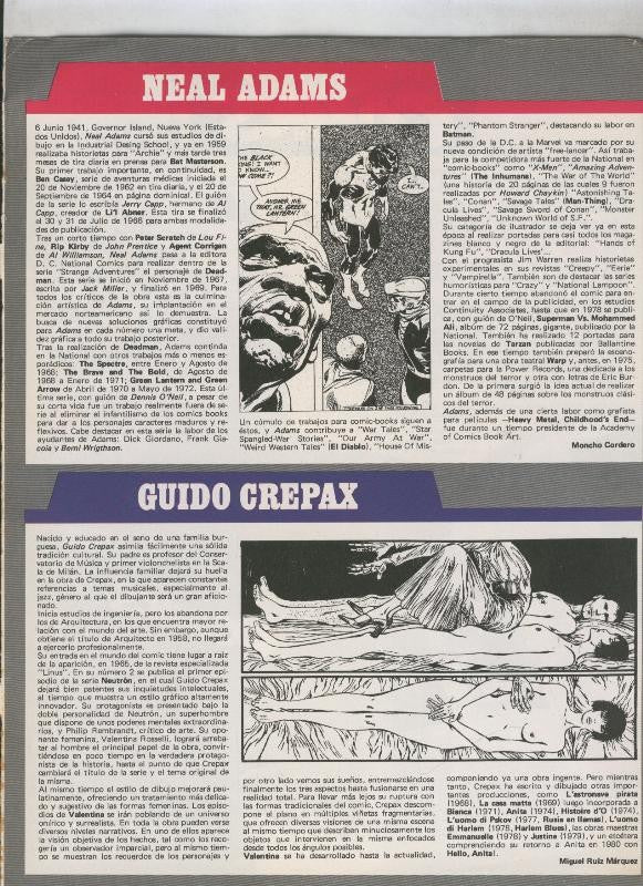 Historia de los Comics: Ficha de Neal Adams y Guido Crepax