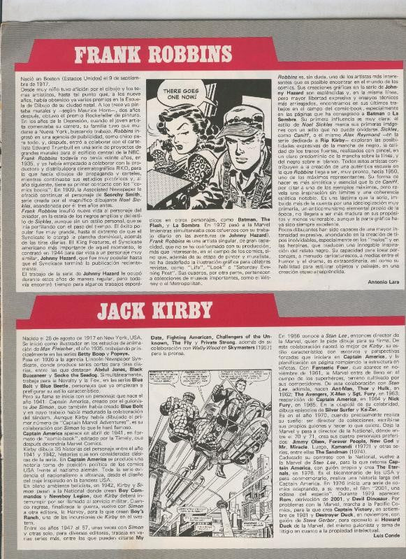 Historia de los Comics: Ficha de Frank Robbins y Jack Kirby